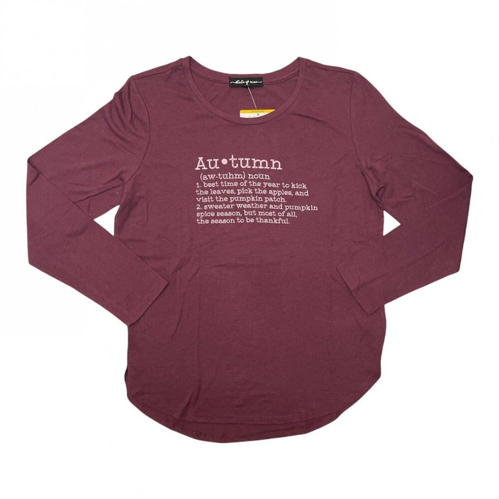 NWT State Of Mine Long Autumn Harvest Fall Vibes Top 14275-State M Plum Purple